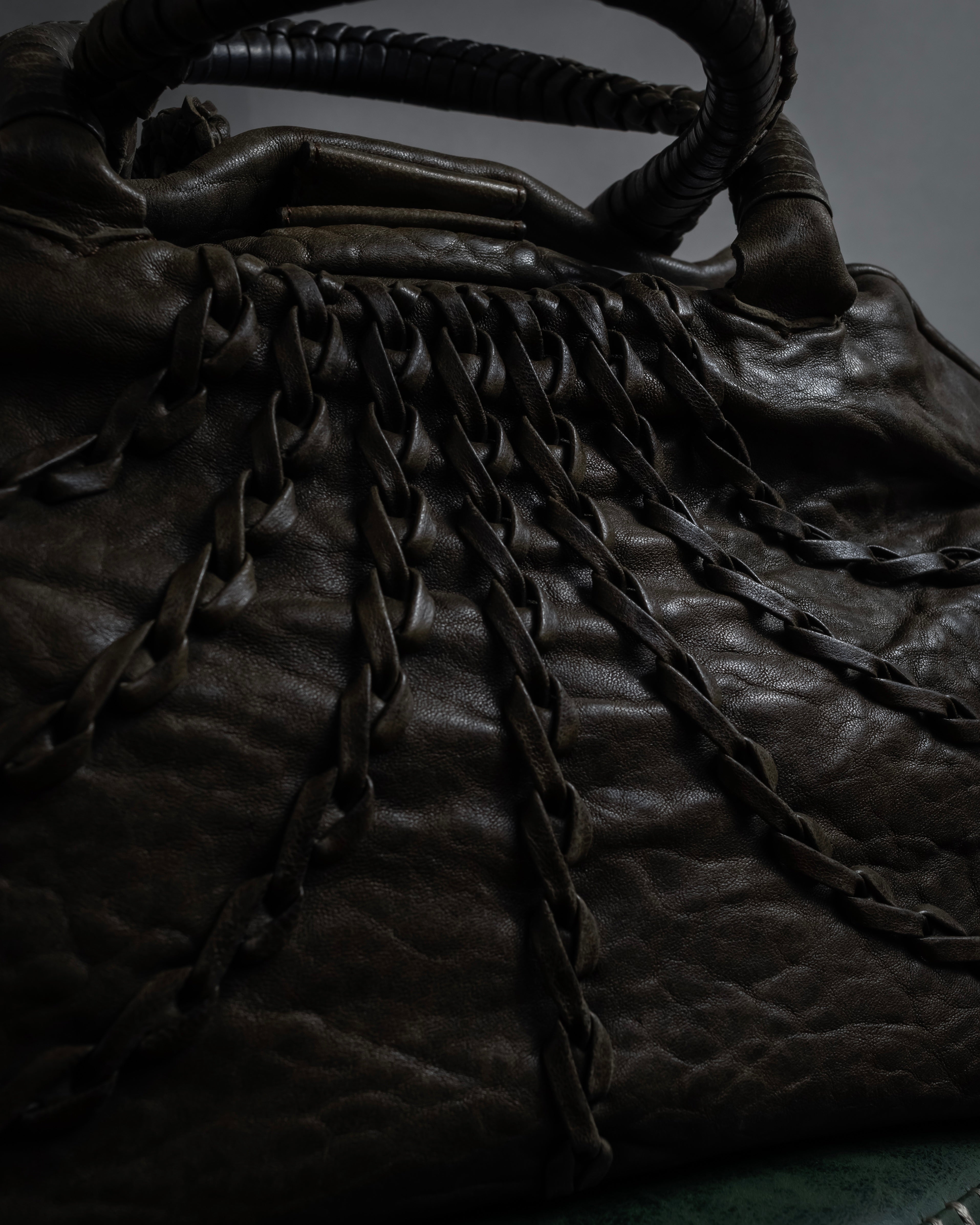 "FALORNI" Braided leather dome boston bag