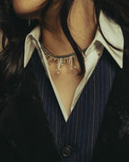-SPECIAL- "Dior" 10's-20's Sculptural cord embellished concealed placket long sleeve dress shirt
