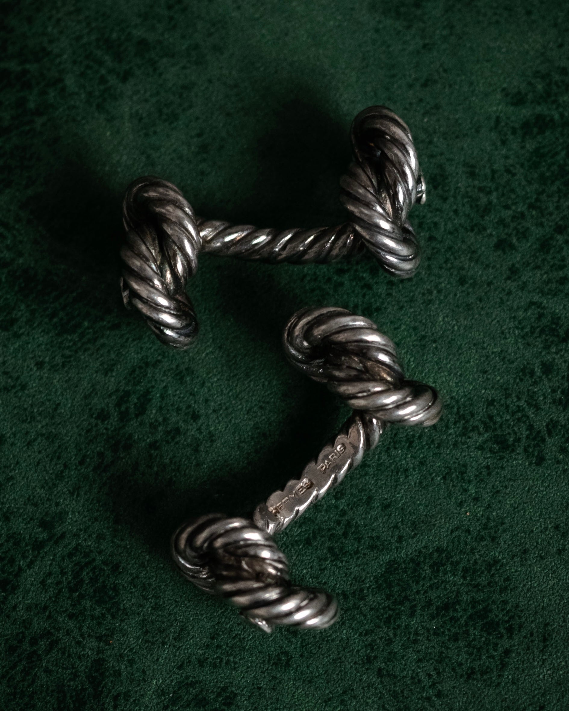 “HERMES” 1970–80s Double knot silver cufflinks