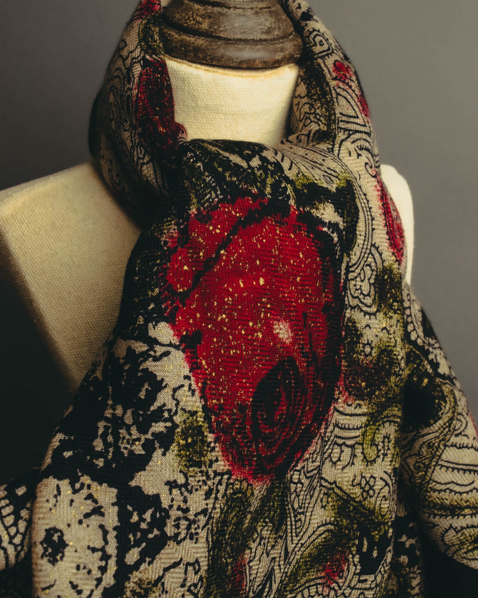 "Christian Dior" 80's-90's Floral paisley patterned large scarf