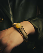 -SPECIAL- “BOTTEGA VENETA” 00’s-10’s Natural stone set ribbed sculptural cuff