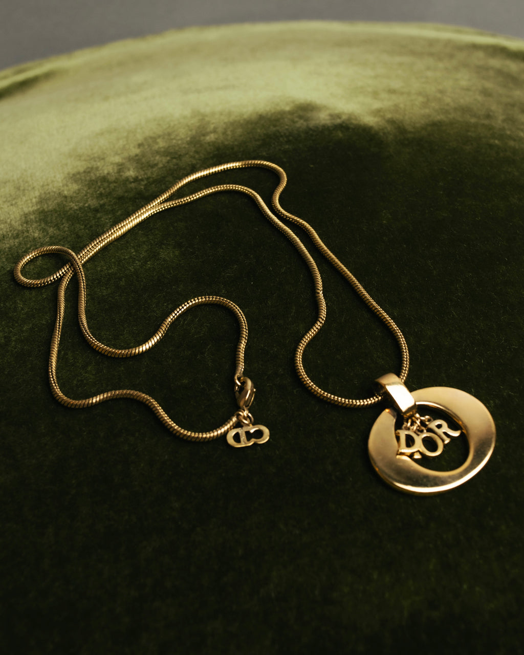 "Christian Dior" 80's-90's Gold logo pendant necklace