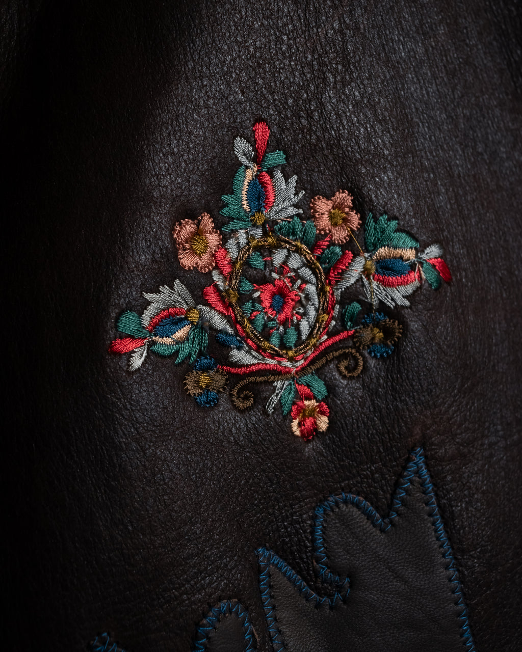 “KENZO” 80’s Folkloric shearling-lined leather long coat