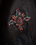 “KENZO” 80’s Folkloric shearling-lined leather long coat