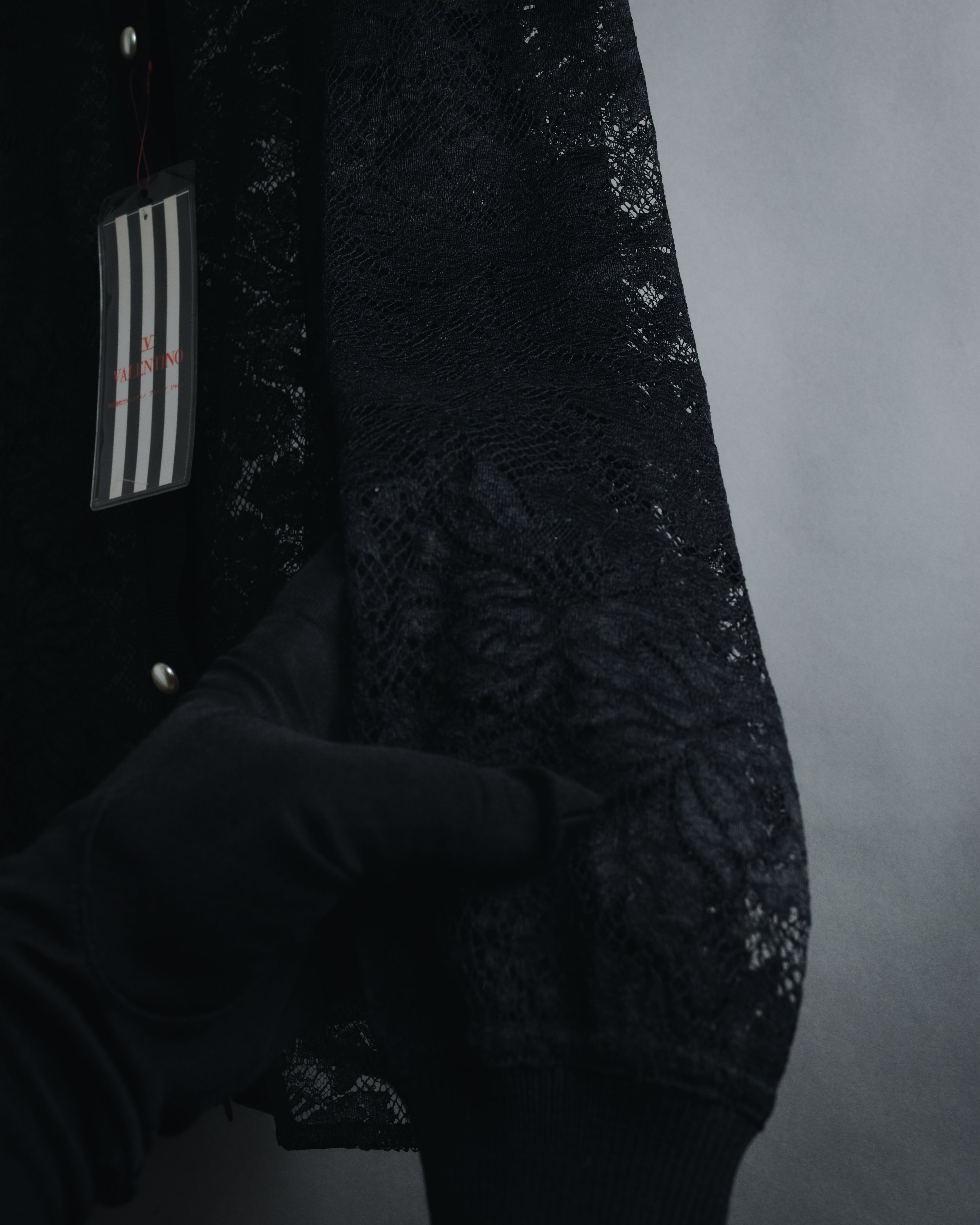 "VALENTINO MISS V" Late 80s botanical lace polo shirt