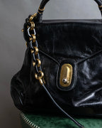 "DOLCE &amp; GABBANA" Gold chain two-way leather bag