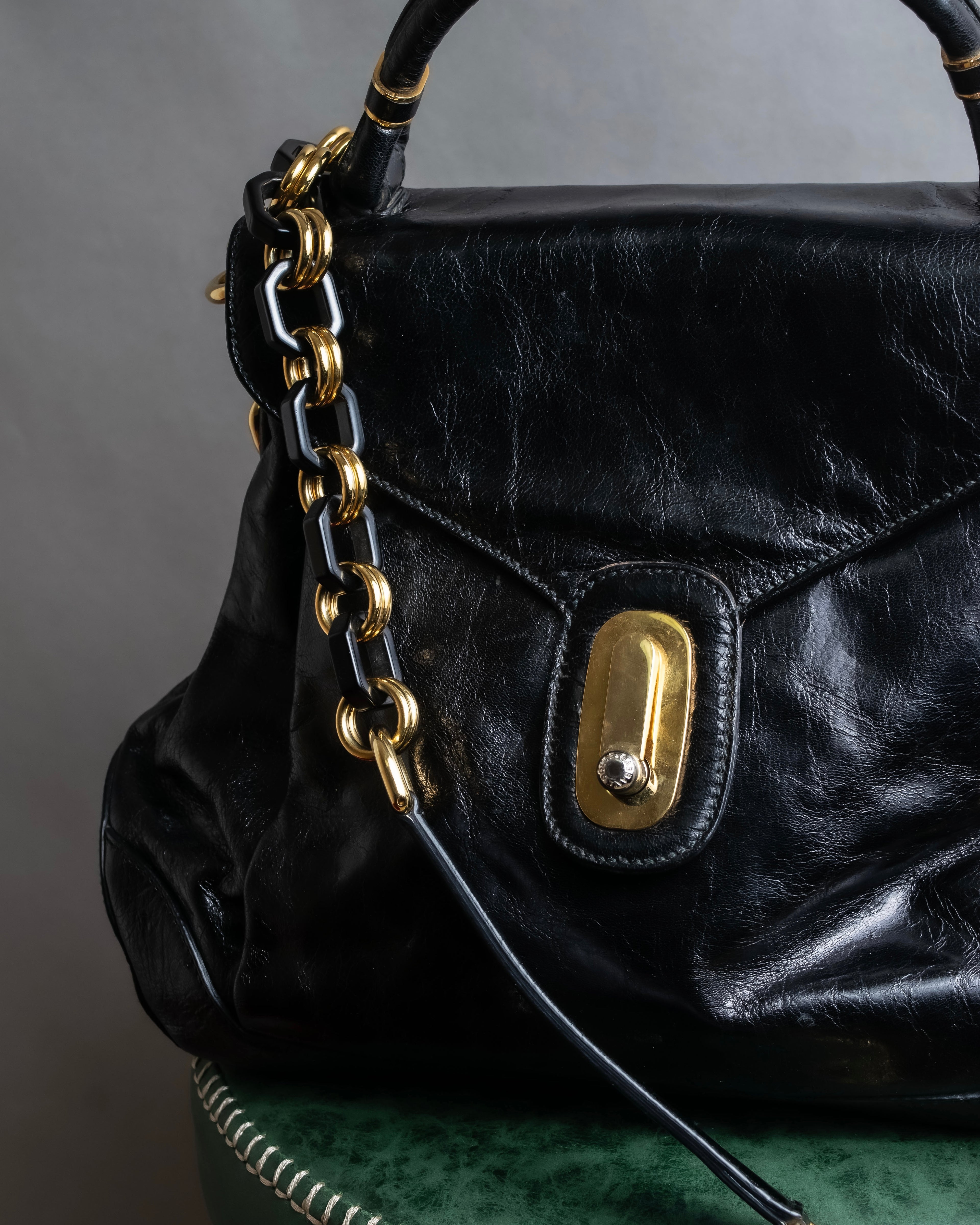 "DOLCE &amp; GABBANA" Gold chain two-way leather bag