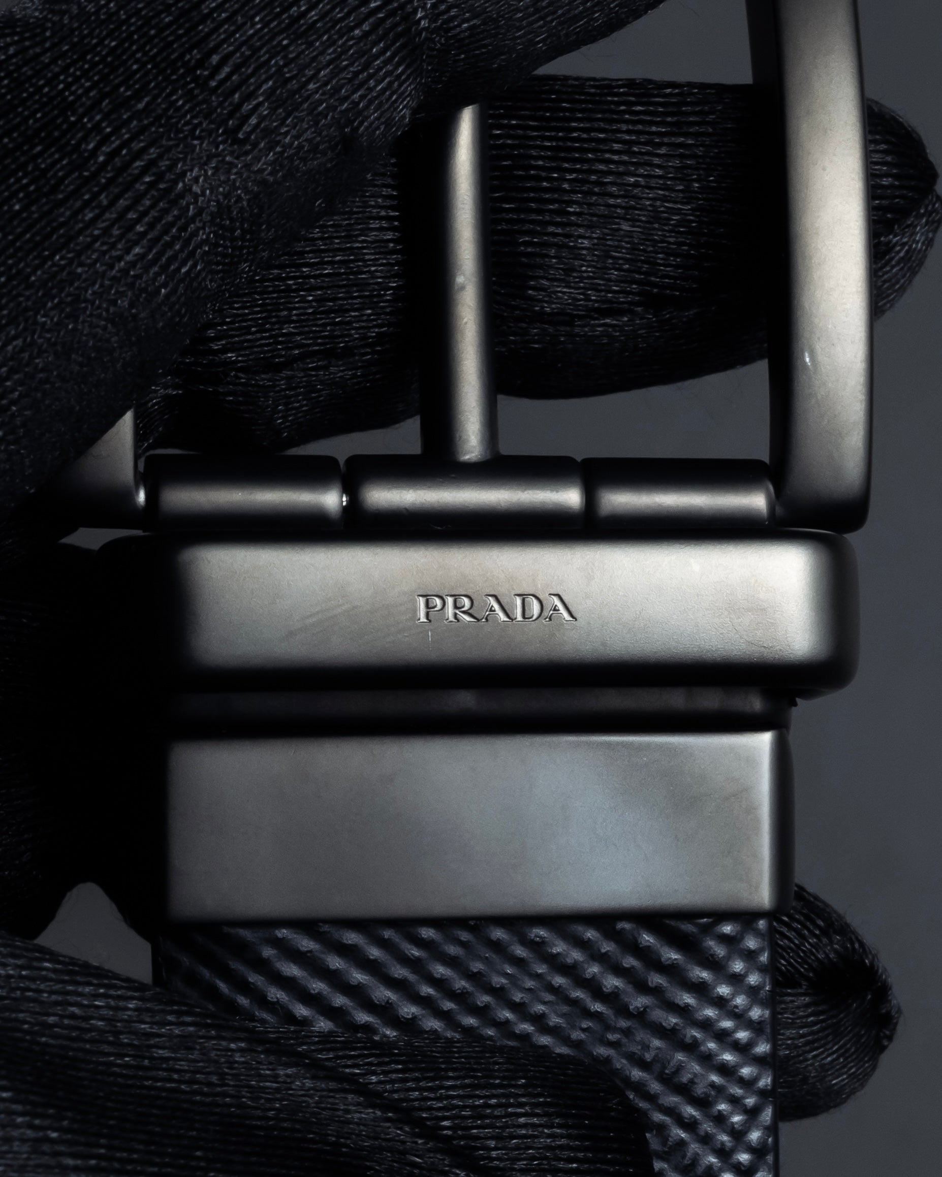 "PRADA" Black x blue reversible design belt