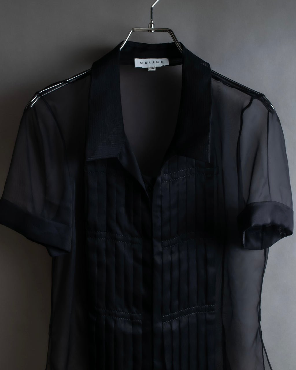 "CELINE" See-through layered design shirt & skirt set up