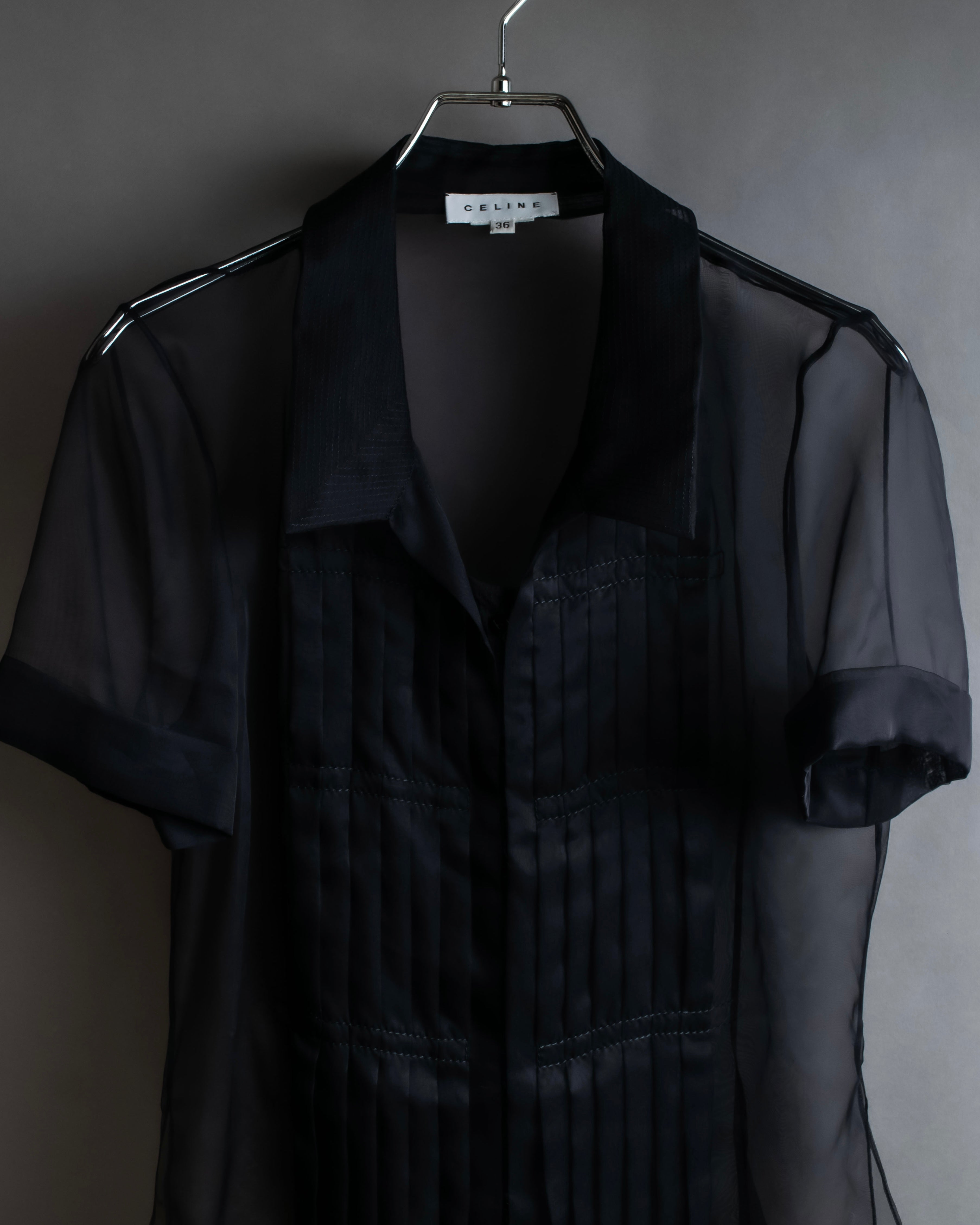 "CELINE" See-through layered design shirt & skirt set up