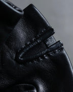 "HERMES" Stud &amp; ring design anjo leather gloves