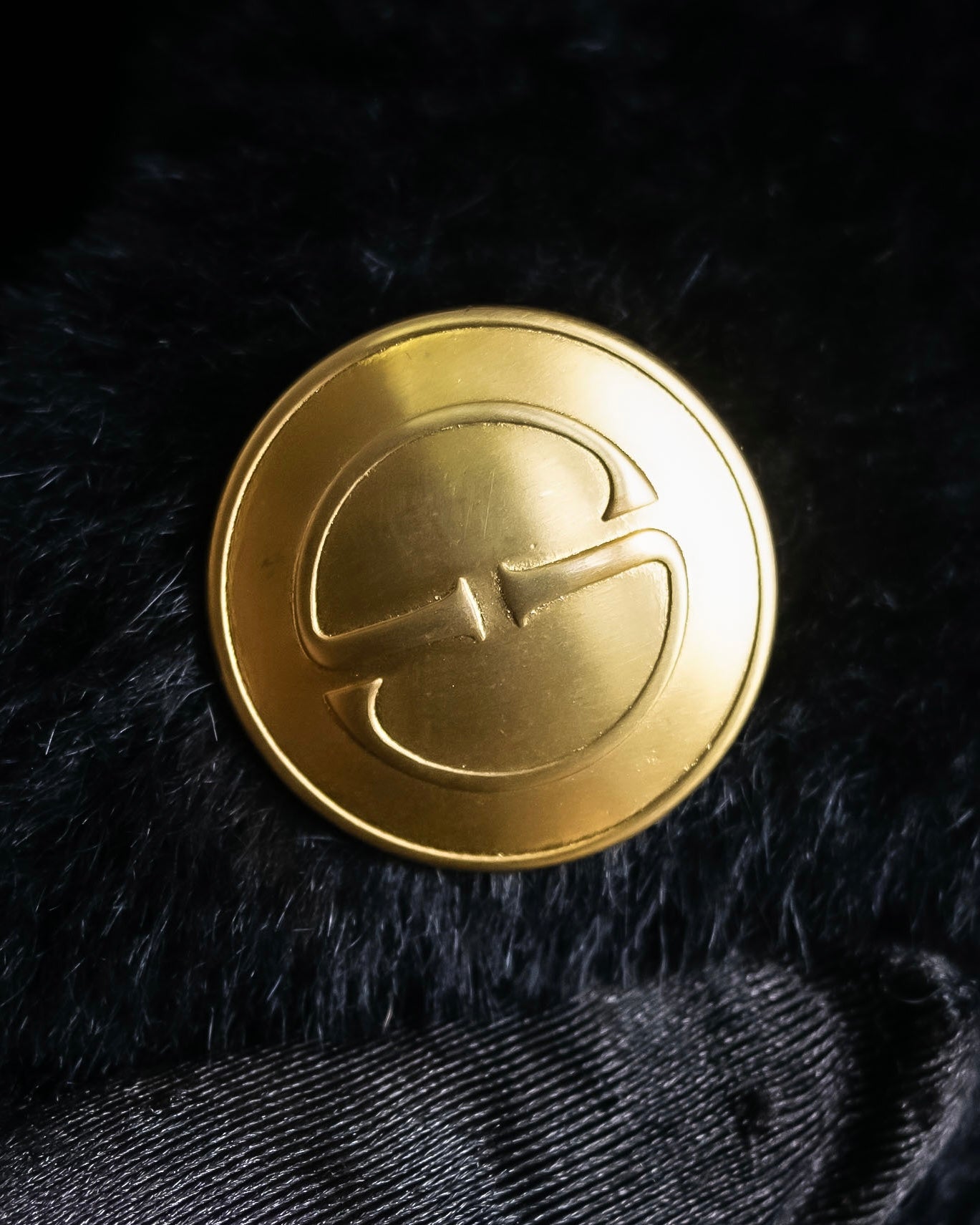 "GUCCI" 80's Gold button design brushed wool long chester coat