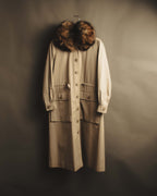 "Yves Saint Laurent" Vintage fox fur trimmed hooded long coat