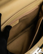 "Salvatore Ferragamo" Gancini motif greige color leather hand bag