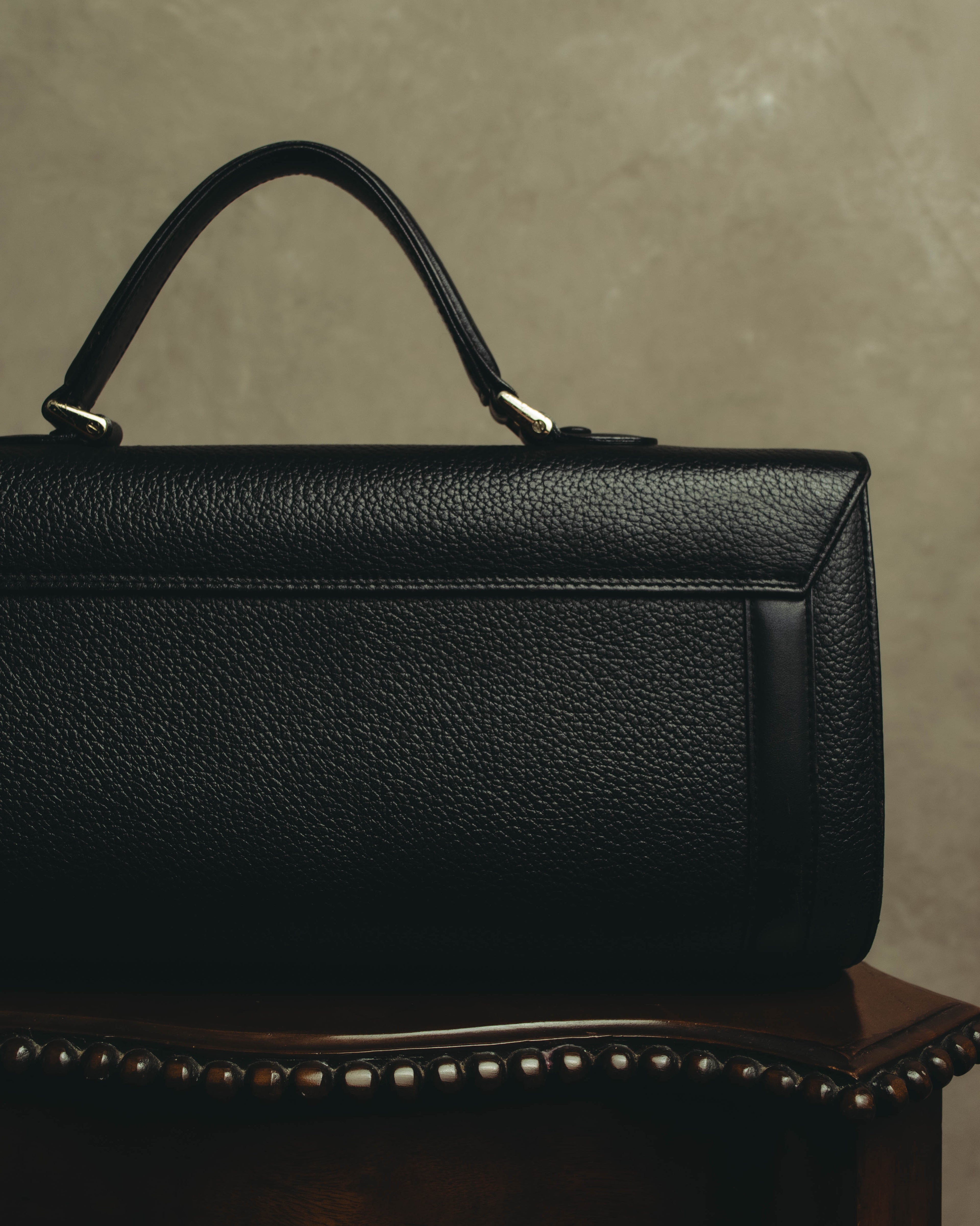 "Burberrys" 80's-90's Classic black leather top-handle handbag