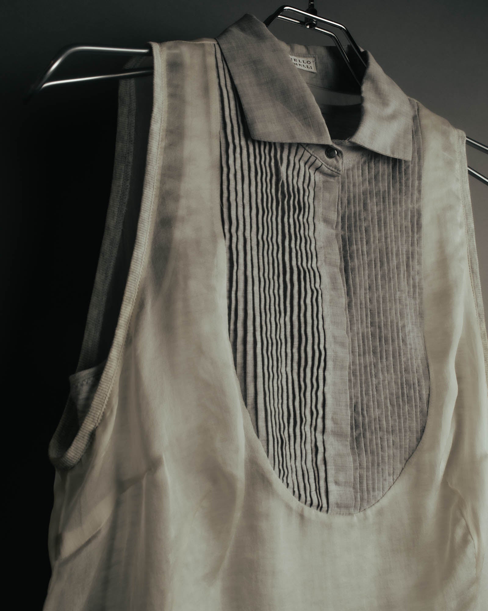 -SPECIAL- “Brunello Cucinelli” 00’s-10’s Sheer layered sleeveless tunic dress