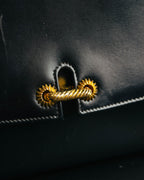 “GUCCI” 80’s-90’s Rope clasp leather shoulder bag