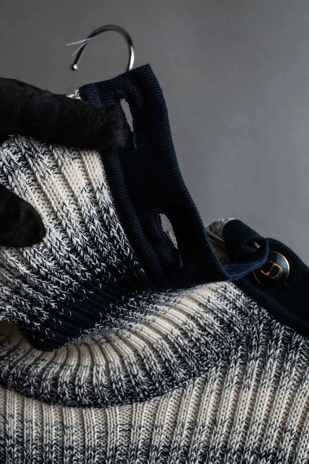 "Christian Dior" Gradient striped irregular neck knit