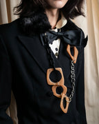 "MARNI" Faux fur collar＆mixed material docking accessory