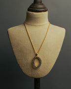"Christian Dior" 80's-00's Rhinestone oval pendant necklace