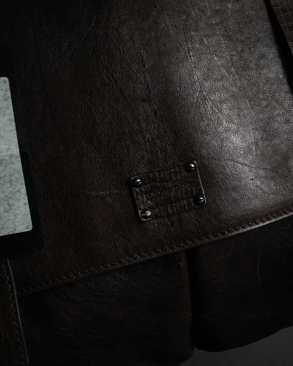"DOLCE & GABBANA" 00’s-10’s Grained leather canvas-lined satchel bag