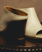 “Sergio Rossi” White open-toe heeled mules