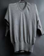 "JIL SANDER" Solid texture V neck mixed knit
