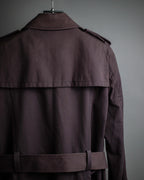 "CELINE" Triomphe button design in plum brown color
 trench coat
