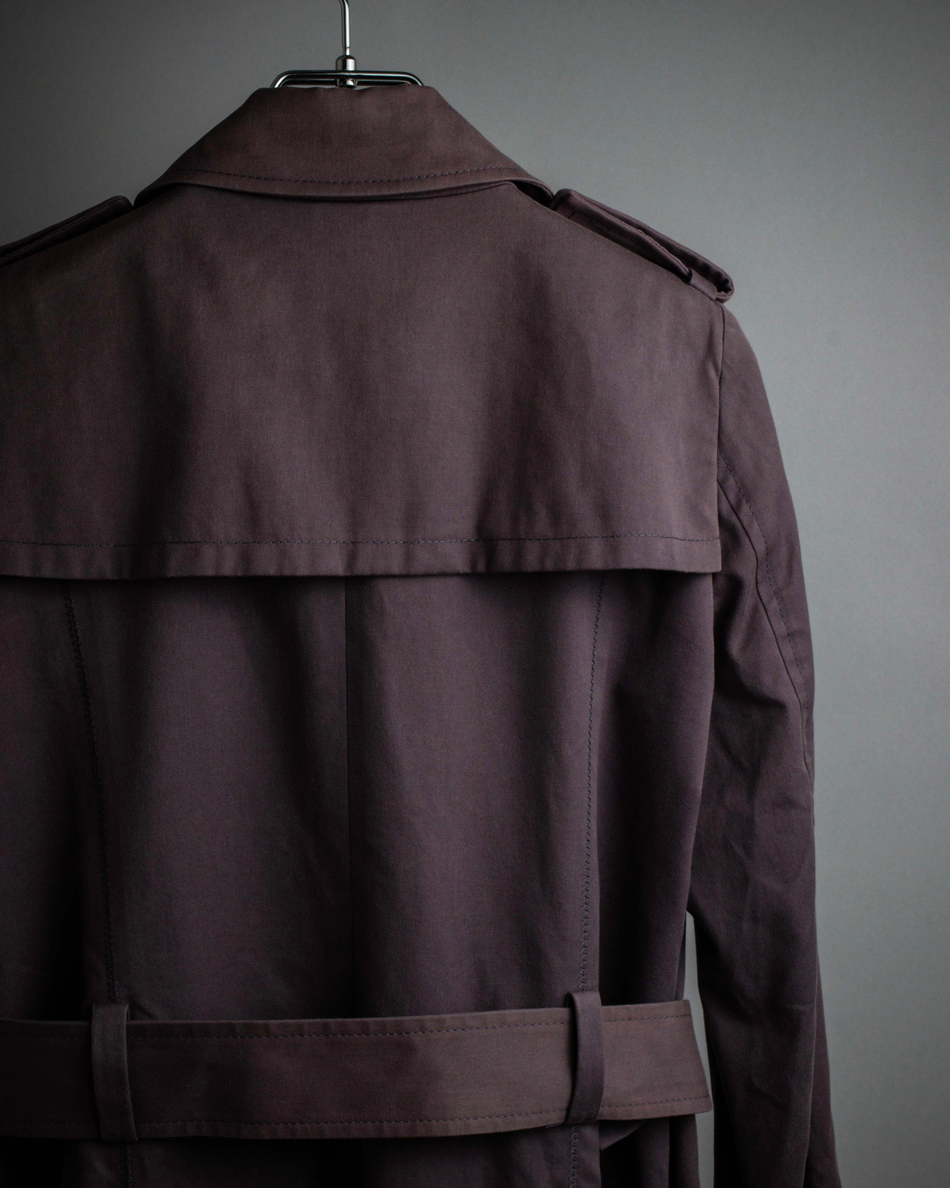 "CELINE" Triomphe button design in plum brown color
 trench coat