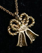 "Christian Dior" Rope ribbon motif gold necklace