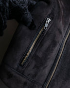 "CALVIN KLEIN" Mouton design zip-up suede jacket