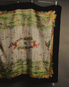“Salvatore Ferragamo” 80’s-90’s Golf motif silk twill scarf