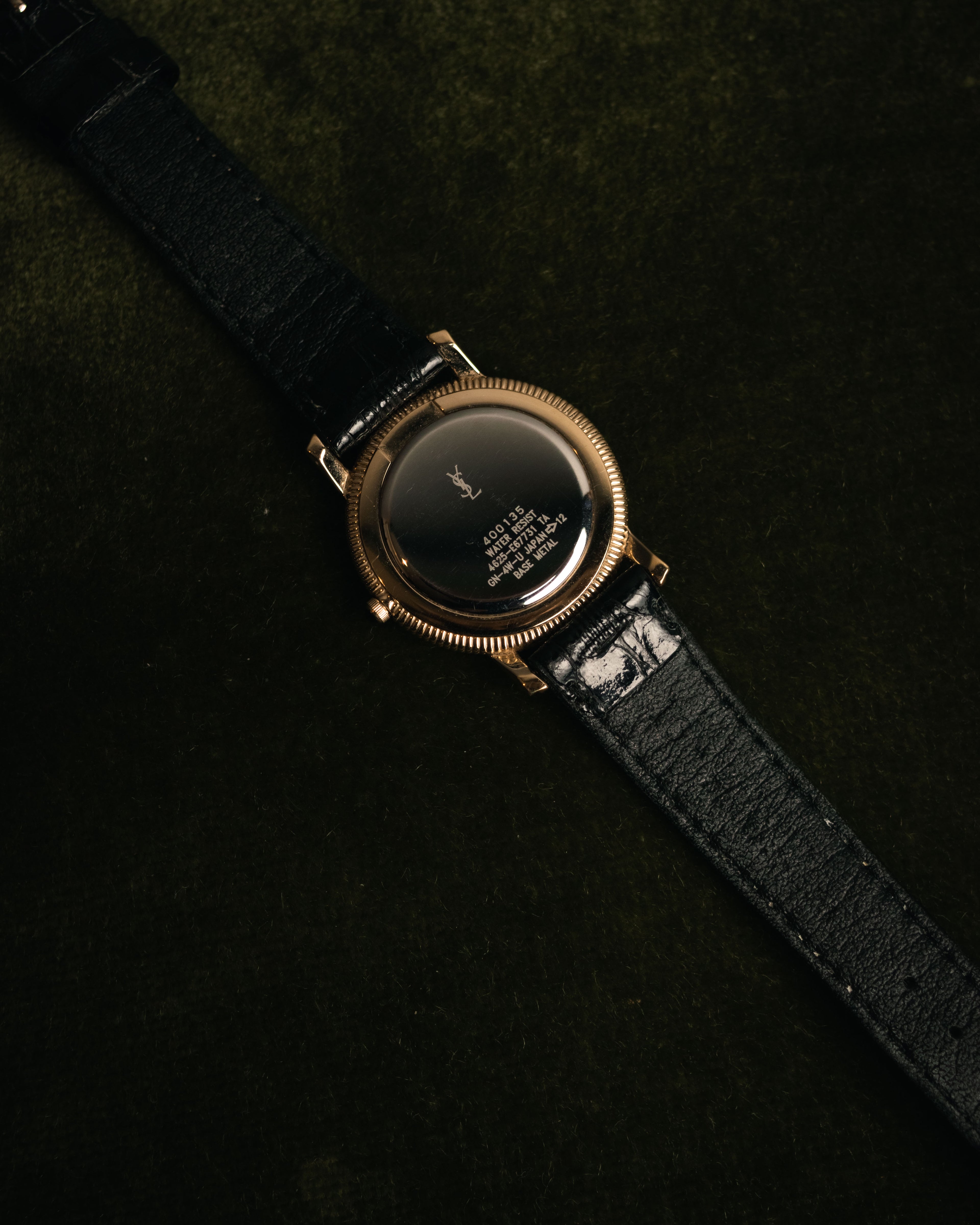 “Yves Saint Laurent” 80’s-90’s coin edge quartz leather watch