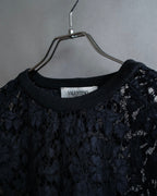 "VALENTINO" Floral lace design trimmed pullover