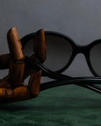 "PRADA" Logo engraved black round frame sunglasses