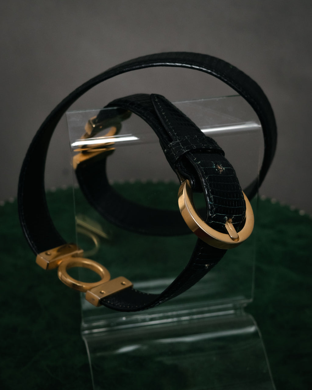 “Salvatore Ferragamo” 90’s Lizard leather double gancini belt