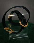 “Salvatore Ferragamo” 90’s Lizard leather double gancini belt