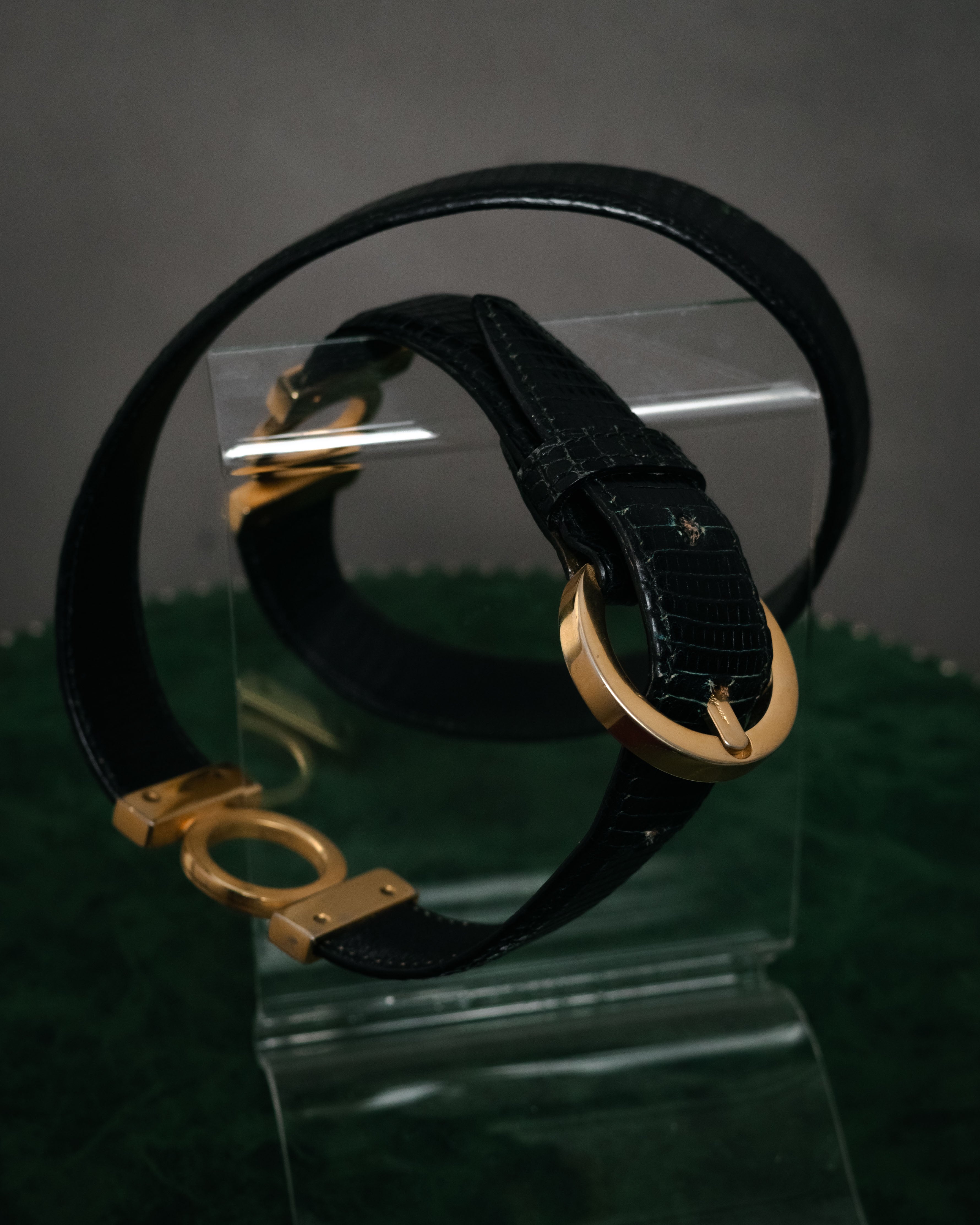 “Salvatore Ferragamo” 90’s Lizard leather double gancini belt