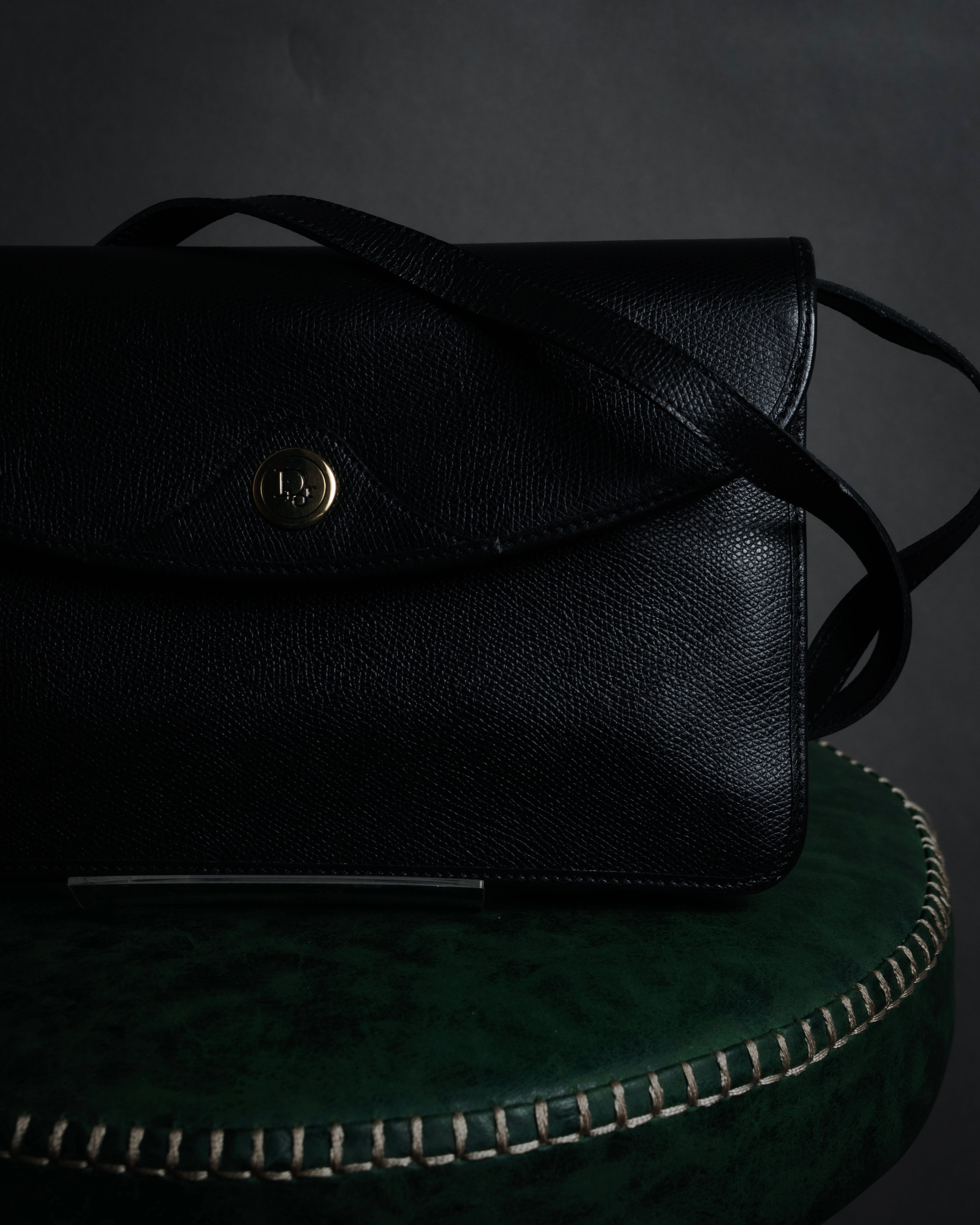 "Christian Dior" 80’s structured grained leather flap shoulder bag