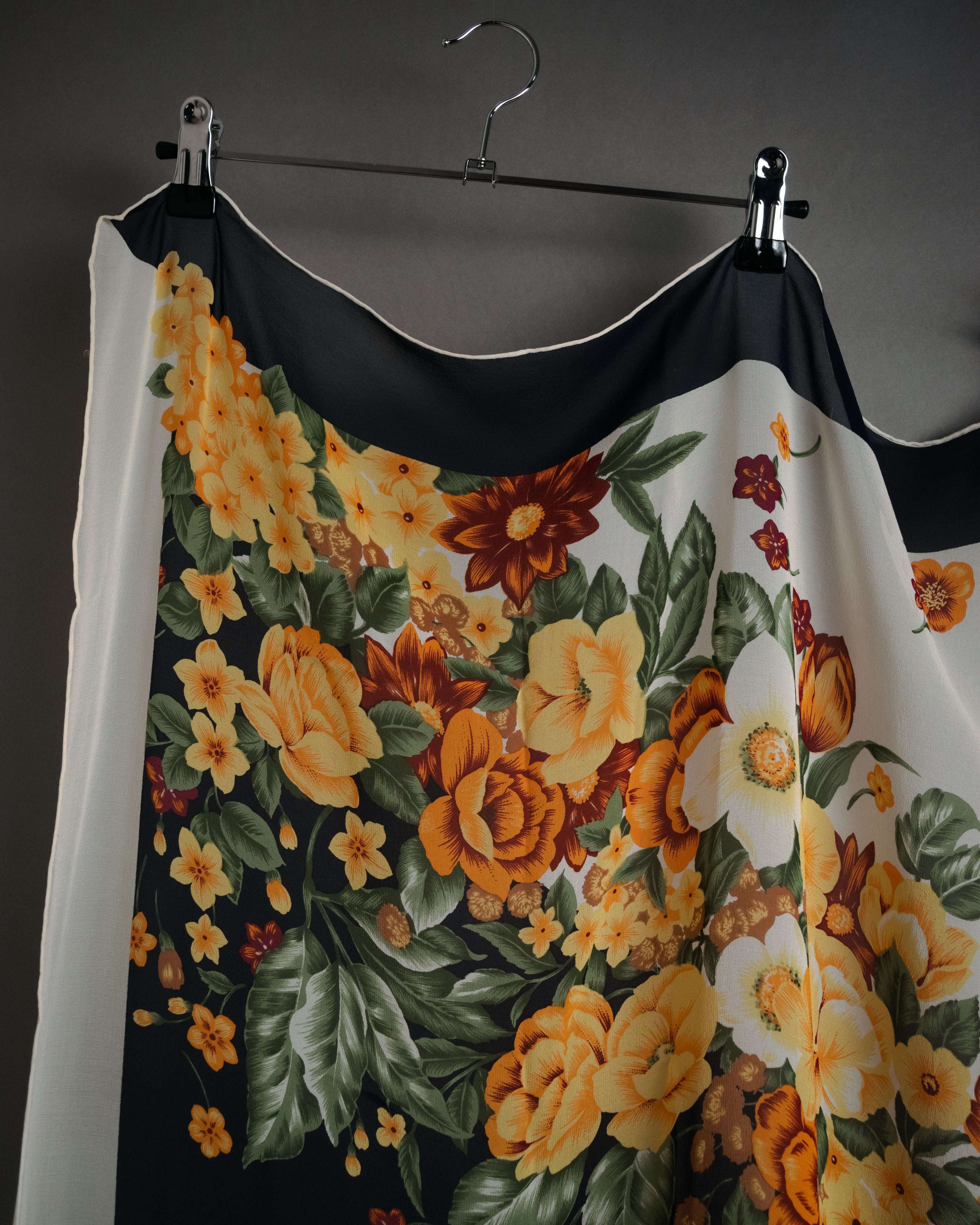 “Christian Dior” 80’s–90’s Botanical silk floral scarf