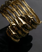 "YVES SAINT LAURENT" Skeletal arm shape design gold bangle