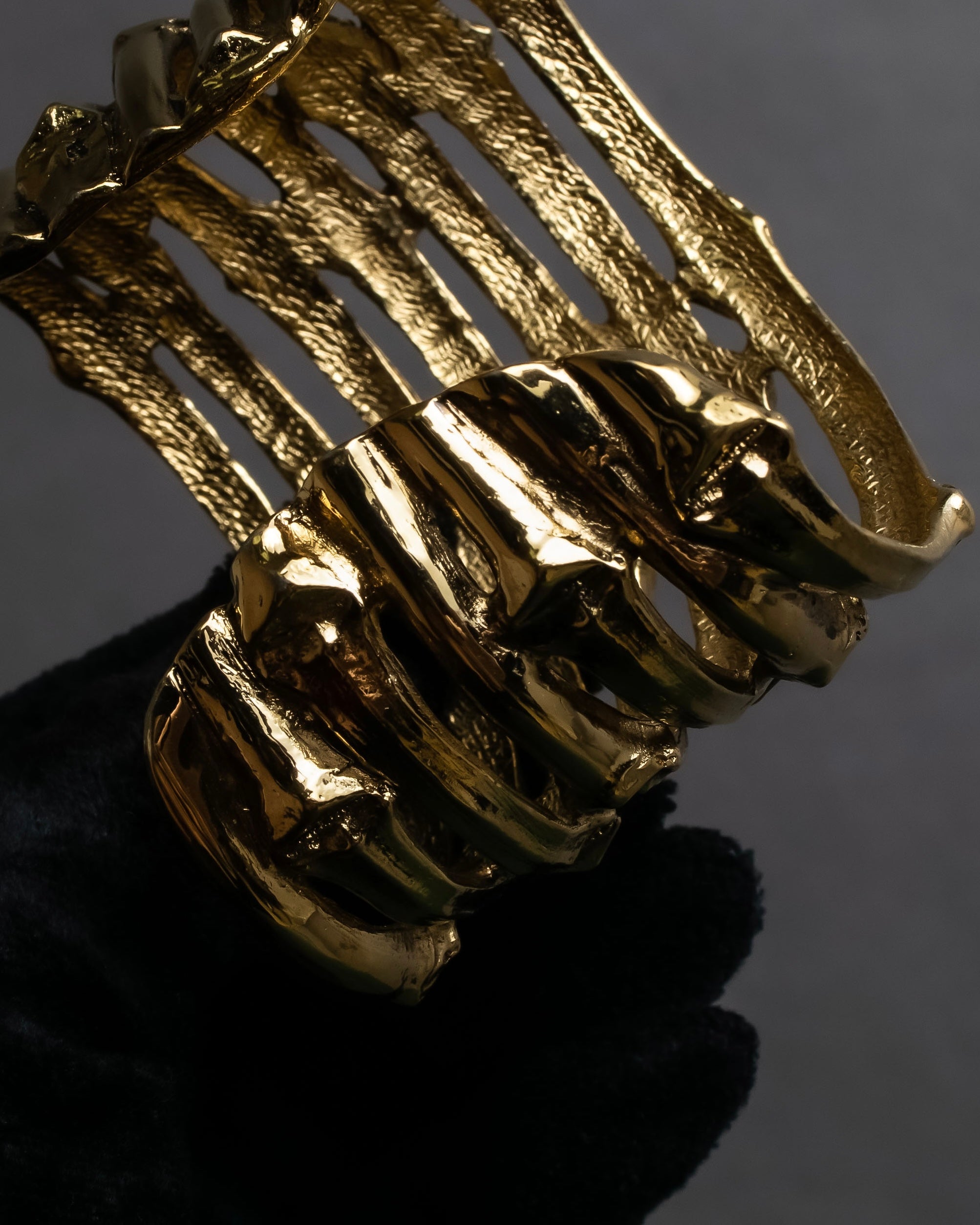"YVES SAINT LAURENT" Skeletal arm shape design gold bangle