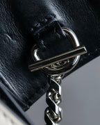 "Alexandar McQueen" Two-tone crystal clasp leather shoulder wallet