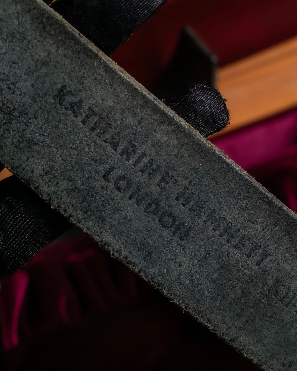 "KATHARINE HAMNETT" Vintage aged silver buckle leather belt