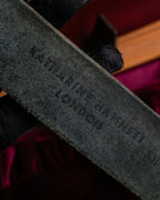 "KATHARINE HAMNETT" Vintage aged silver buckle leather belt