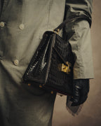 -SPECIAL- "TIFFANY & CO." 70's-80's Shiny crocodile top handle bag