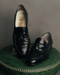 "GUCCI" 80's Vintage anchor motif tassel leather loafers