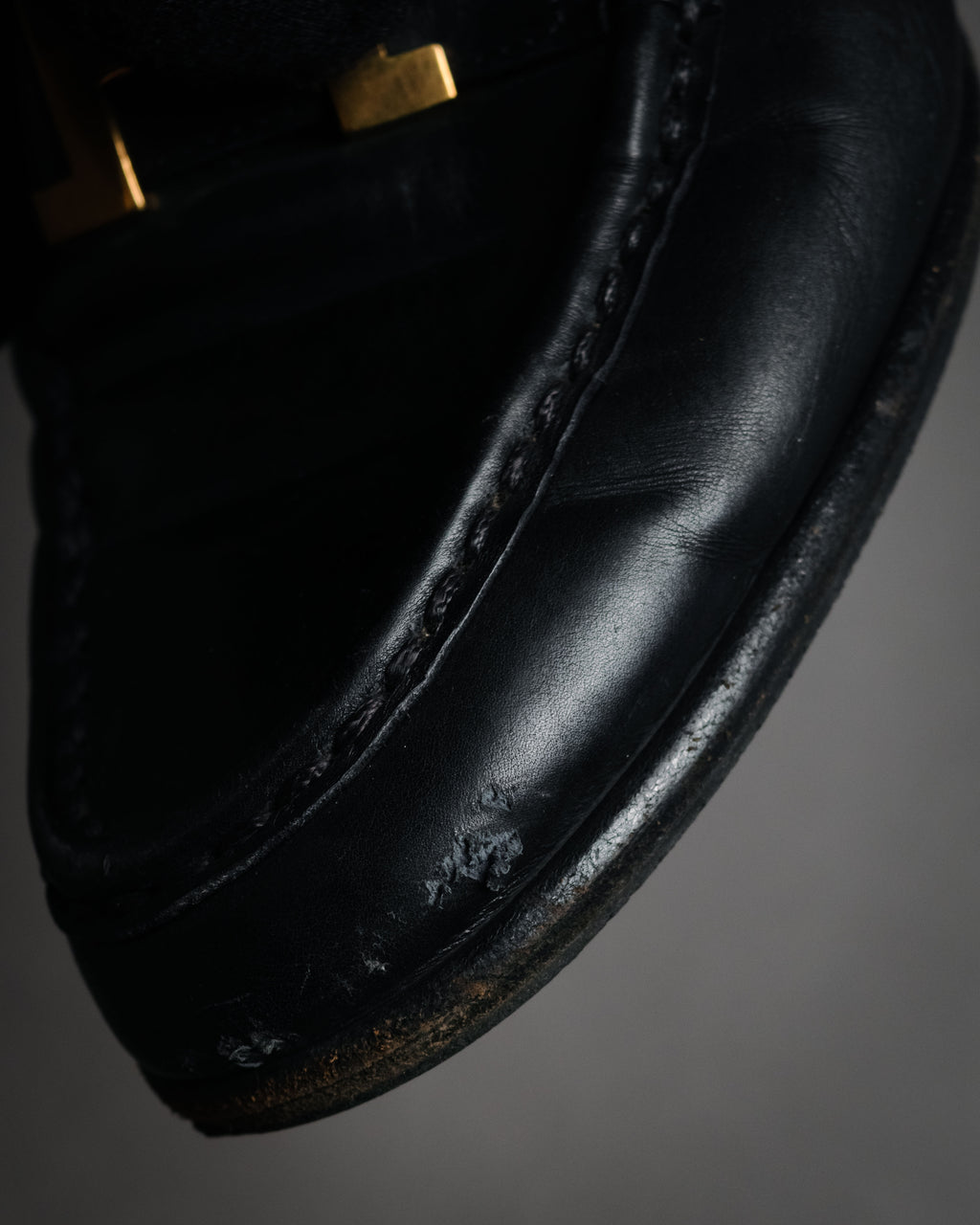 "HERMES" 90’s-00’s box calf H buckle loafers