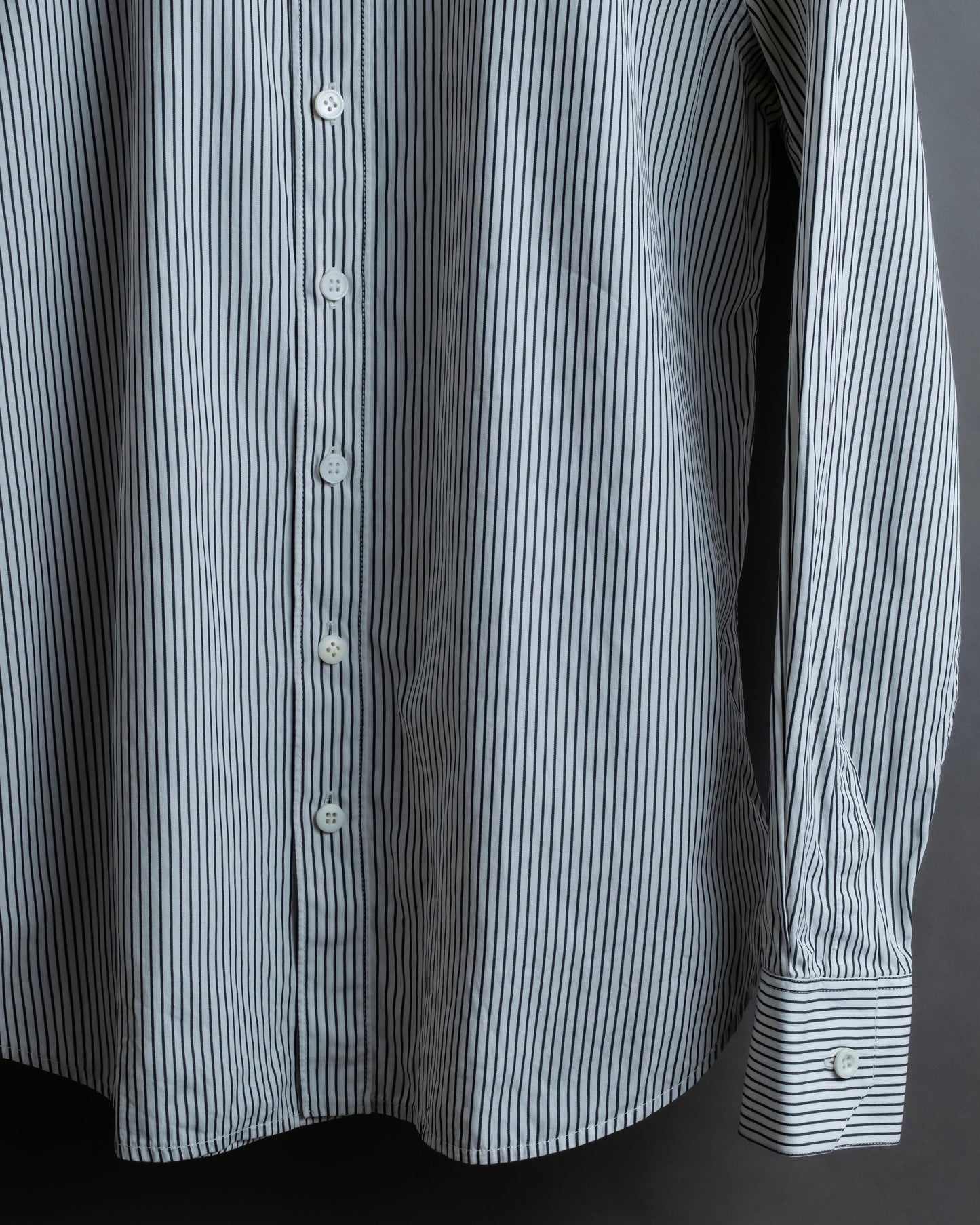 "YVES SAINT LAURENT" Fine pitch stripe pattern clerical design shirt