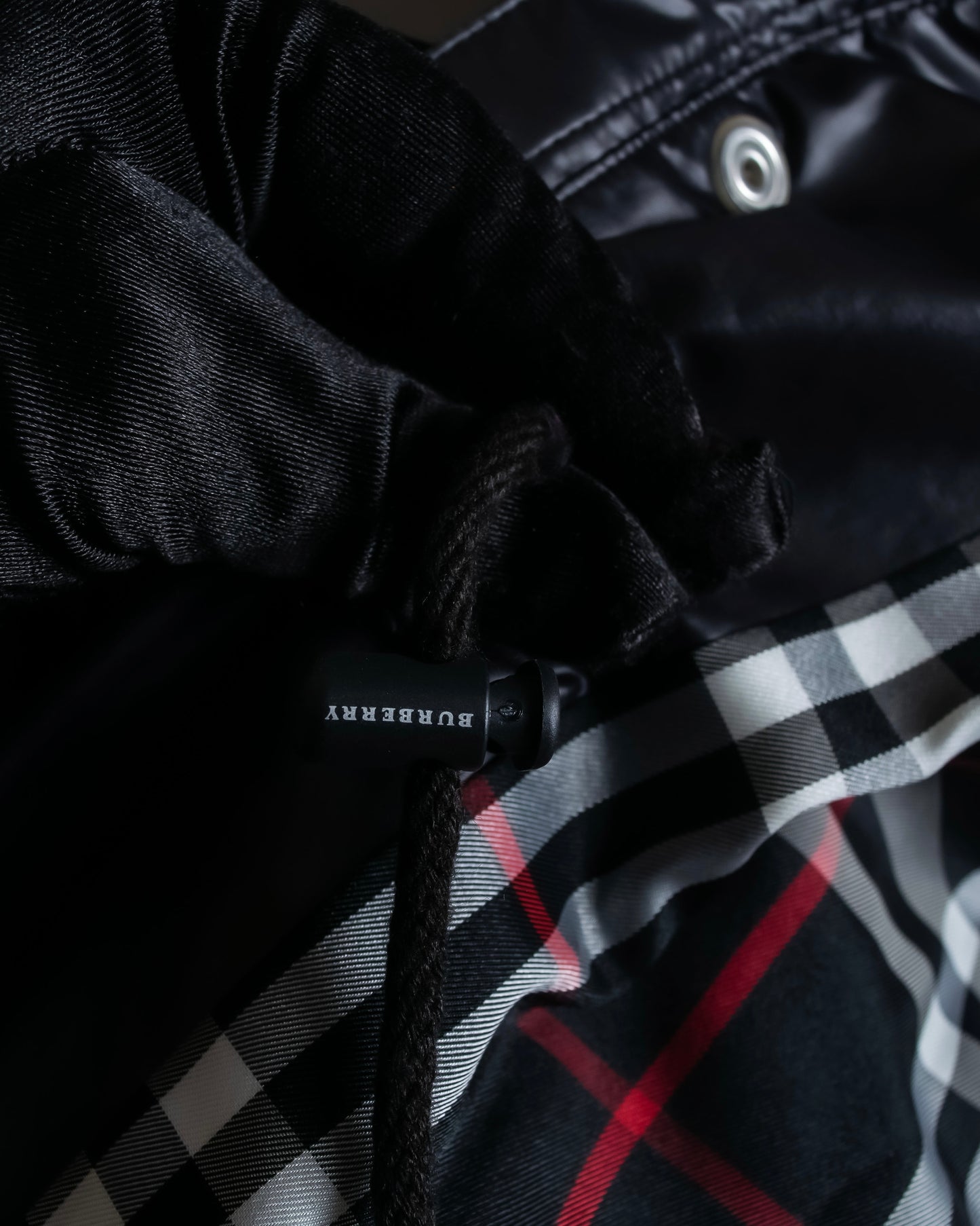 "BURBERRY Black Label" Checked nylon gather hooded blouson